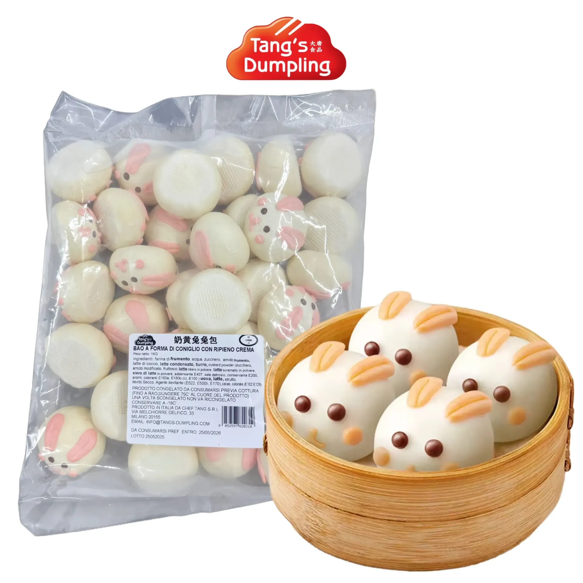 [C5050] BAO A FORMA DI CONIGLIO RIPIENO CREMA TANG. 1KG 奶黄兔兔包