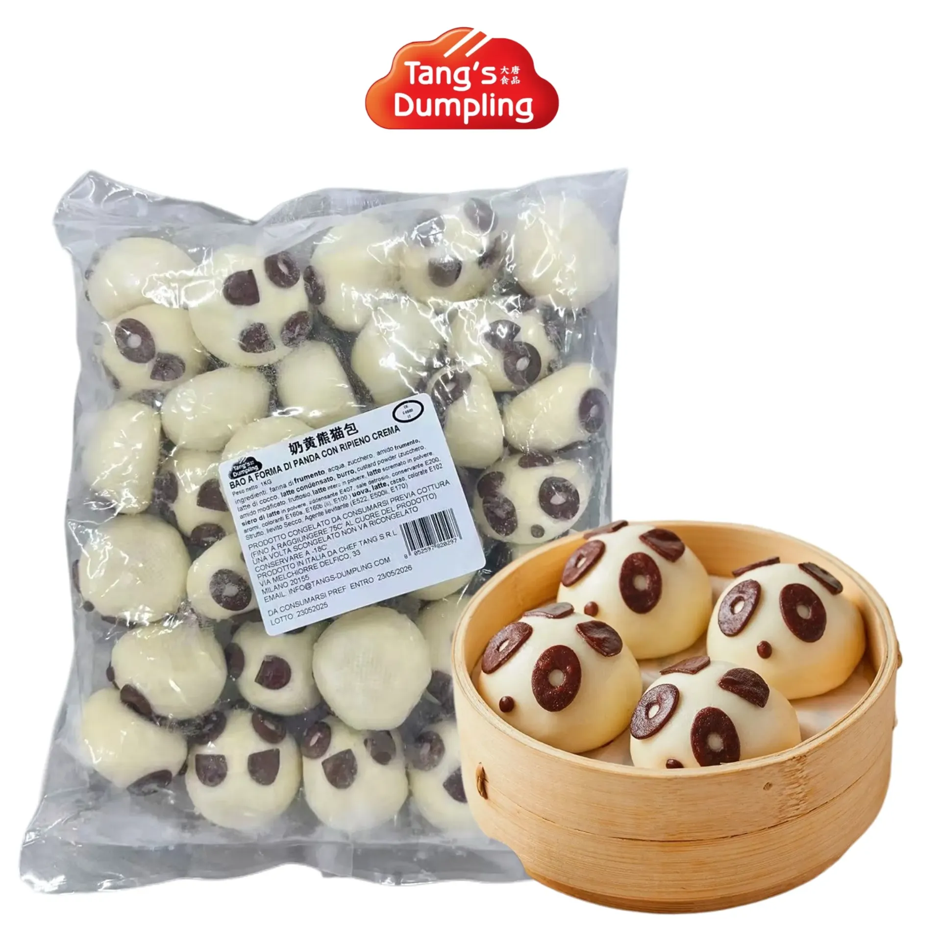 BAO A FORMA DI PANDA RIPIENO CREMA TANG. 1KG 奶黄熊猫包