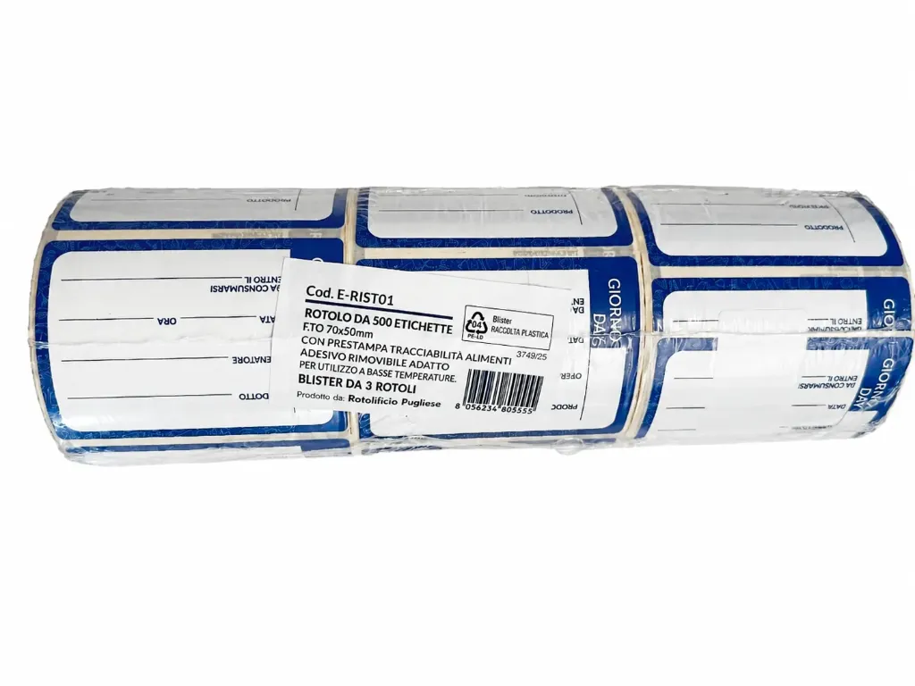 ETICHETTE ADESIVE DATA 食品追溯低温不干胶日期贴纸 70×50mm 500*3 rotoli