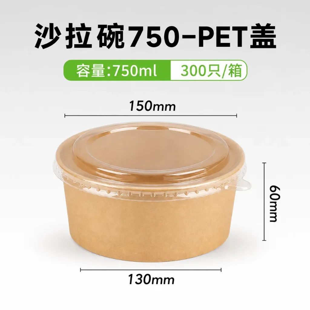 Insalatiera kraft 沙拉碗 750ml + 150 OPS盖 （棕）