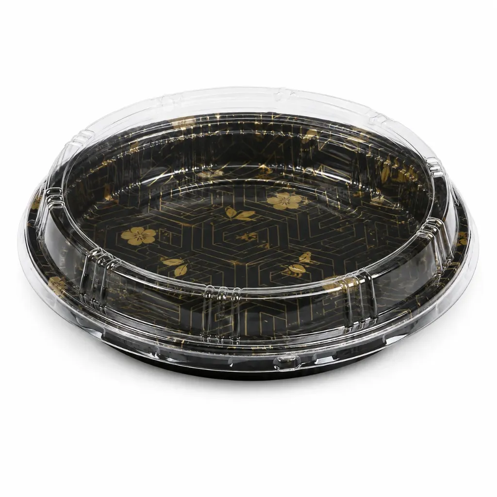 JY-82107 印花寿司圆盘打包盒 (25cm) Vassoio tondo sushi decorato