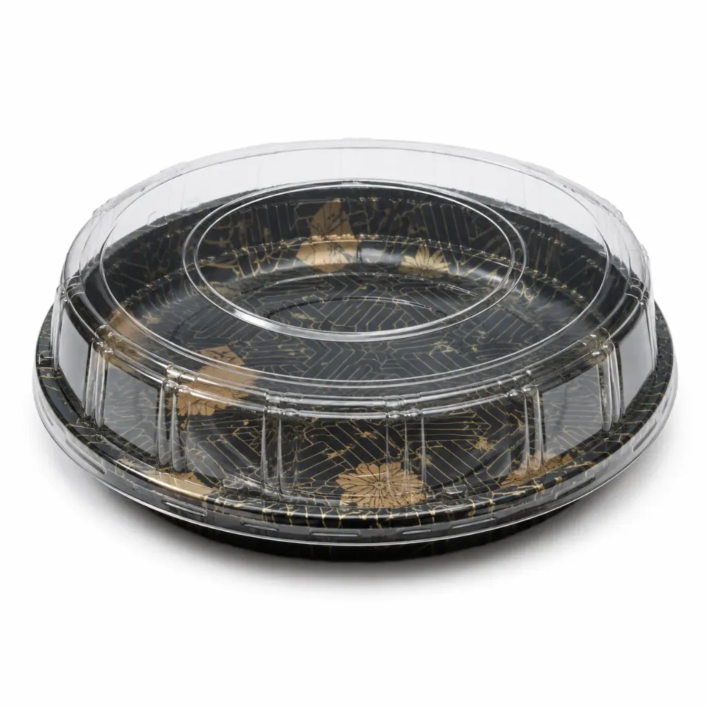 JY-82103 印花寿司圆盘打包盒 (28cm) Vassoio tondo sushi decorato